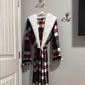 Vera Bradley Cozy Hooded Plaid Robe with Belt